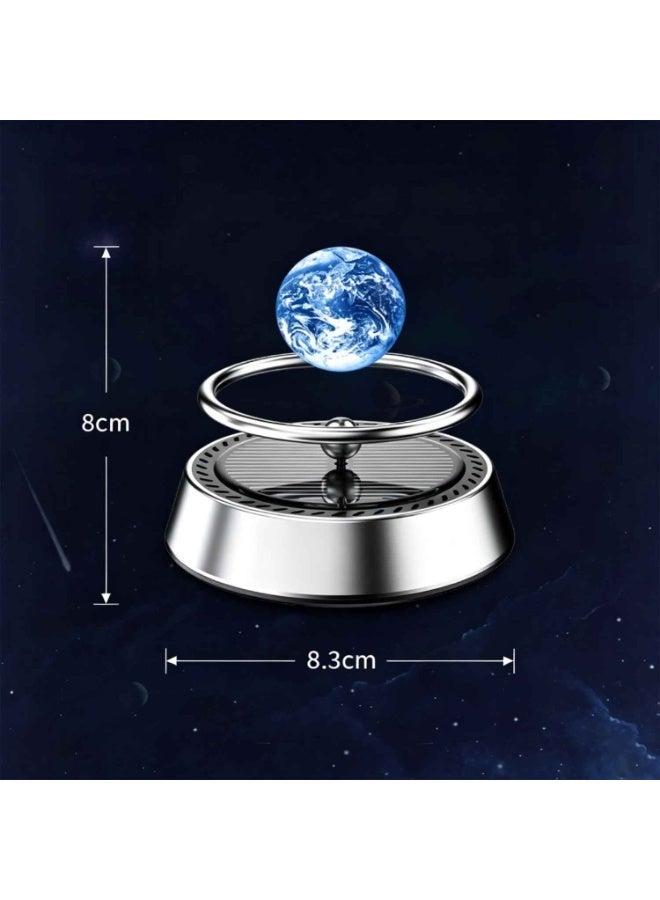 Solar Rotating Car Air Freshener,Solar Floating Earth Stocking,Car Perfume Aromatherapy Diffuser,Complimentary Essential Oil,Car Interior Decoration,Accessories Car Office Home Ornament Nice Gift (Earth) - Image 5