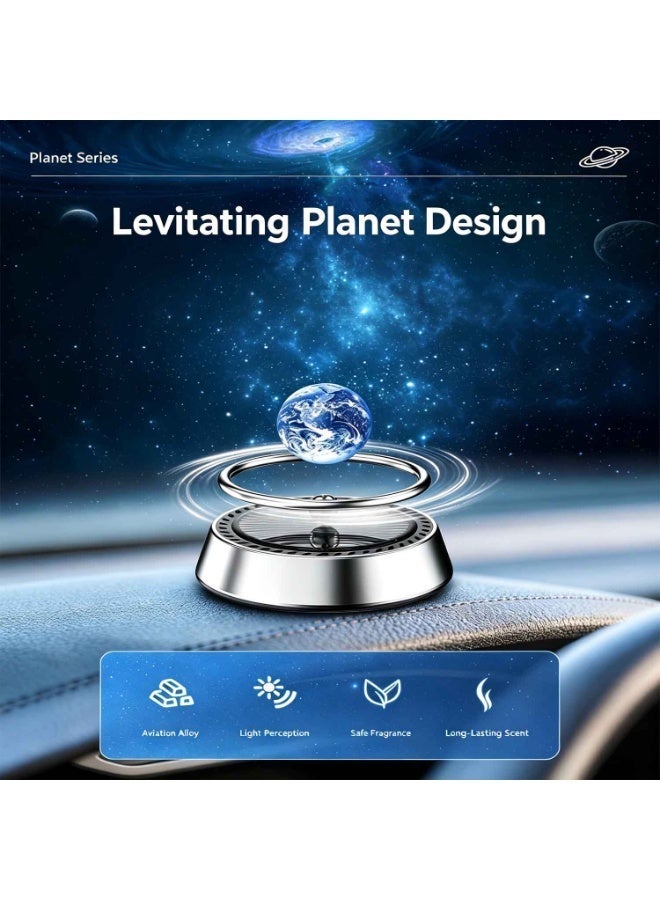 Solar Rotating Car Air Freshener,Solar Floating Earth Stocking,Car Perfume Aromatherapy Diffuser,Complimentary Essential Oil,Car Interior Decoration,Accessories Car Office Home Ornament Nice Gift (Earth) - Image 3