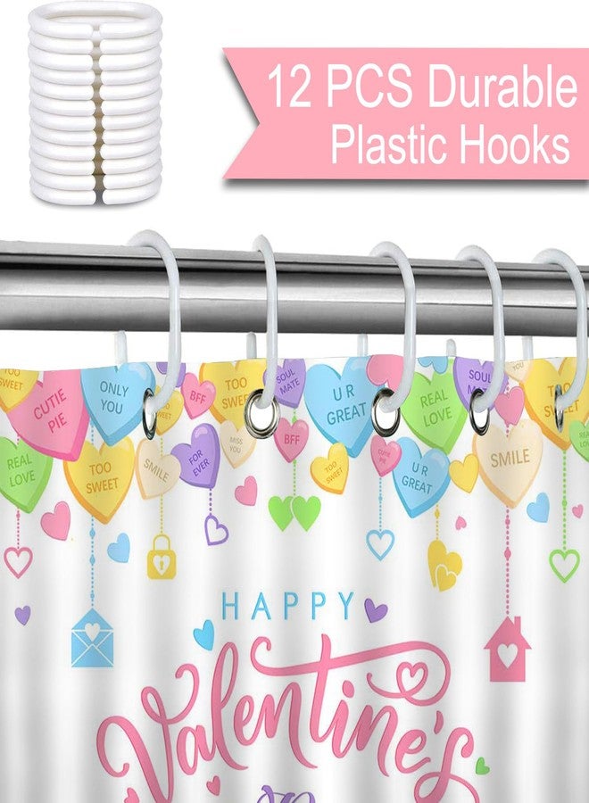 Mocsicka Valentines Shower Curtain Conversation Heart Bathroom Shower Curtain Valentine Candy Love Hearts Shower Curtains Bathtub Decor with 12 Hooks 72x72 Inches - Image 5