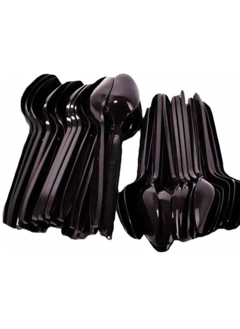 Generic 50 Pieces of Disposable Plastic Spoons, Black 