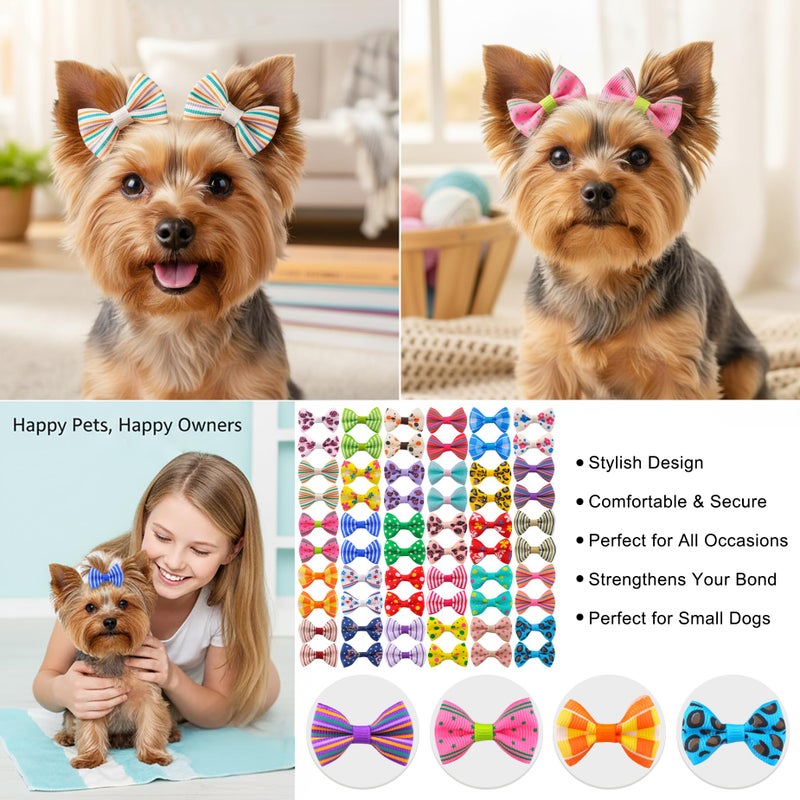 QingHan Dog Hair Bows Small Puppy Clips for Pet Grooming Accessories Doggy Gifts 60Pcs (30 Pairs) - Image 2