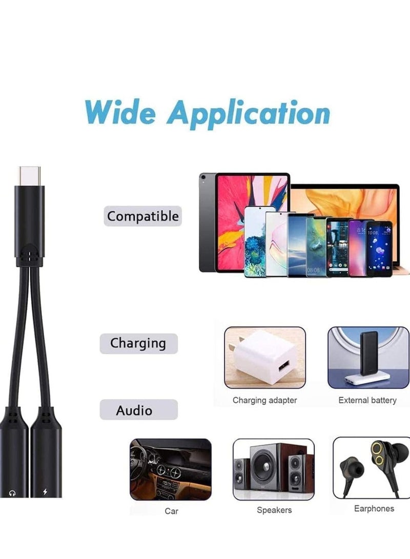 ELTRAZONE USB Type C to Dual USB C Female Audio Adapter & Charger Splitter - 2-in-1 Headphone & Charging Aux Cable for Samsung Galaxy S24/S24+/S24 Ultra/S23/S23+/S23 Ultra/S22 Ultra/S22+/S22 - Fast Charging & High-Quality Audio, Durable, Compact Design (Black) - Image 5