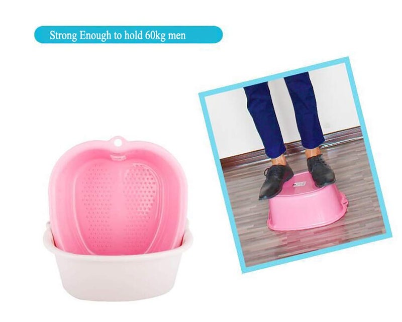 Lemoncy Plastic Foot Basin Feet Bath Spa Wash Bucket and Massage Sturdy Tub for Soaking Foot,Detox,Toe Nails, and Ankles,Pedicure,Portable Feet Tub Beige - Image 4