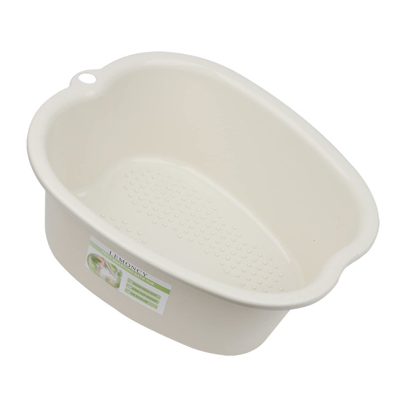 Lemoncy Plastic Foot Basin Feet Bath Spa Wash Bucket and Massage Sturdy Tub for Soaking Foot,Detox,Toe Nails, and Ankles,Pedicure,Portable Feet Tub Beige - Image 1