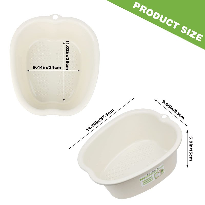 Lemoncy Plastic Foot Basin Feet Bath Spa Wash Bucket and Massage Sturdy Tub for Soaking Foot,Detox,Toe Nails, and Ankles,Pedicure,Portable Feet Tub Beige - Image 2