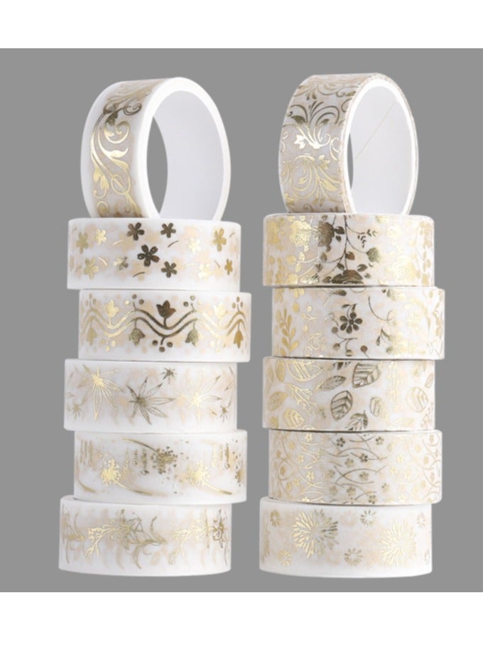 OASIS-TH 12 Rolls Gold Vintage Washi Tape, Gold Foil Washi Masking Tape Decorative Tape for Journal Supplies, DIY Crafts, Scrapbooking, Planner, Gift Wrapping, Washi Tape - Image 1