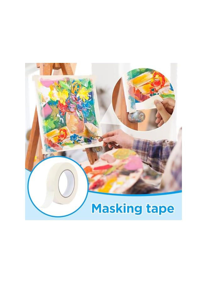 PROMASS Masking Tape 1 Inch X 22 Yards 2 Rolls, Adhesive Painting Tape Bulk for General Purpose Use, Strong Adhesive Tape for Home, Office, Labeling, School Supplies, DIY & Art, Crafts, Multi-Surface Painting - Image 2