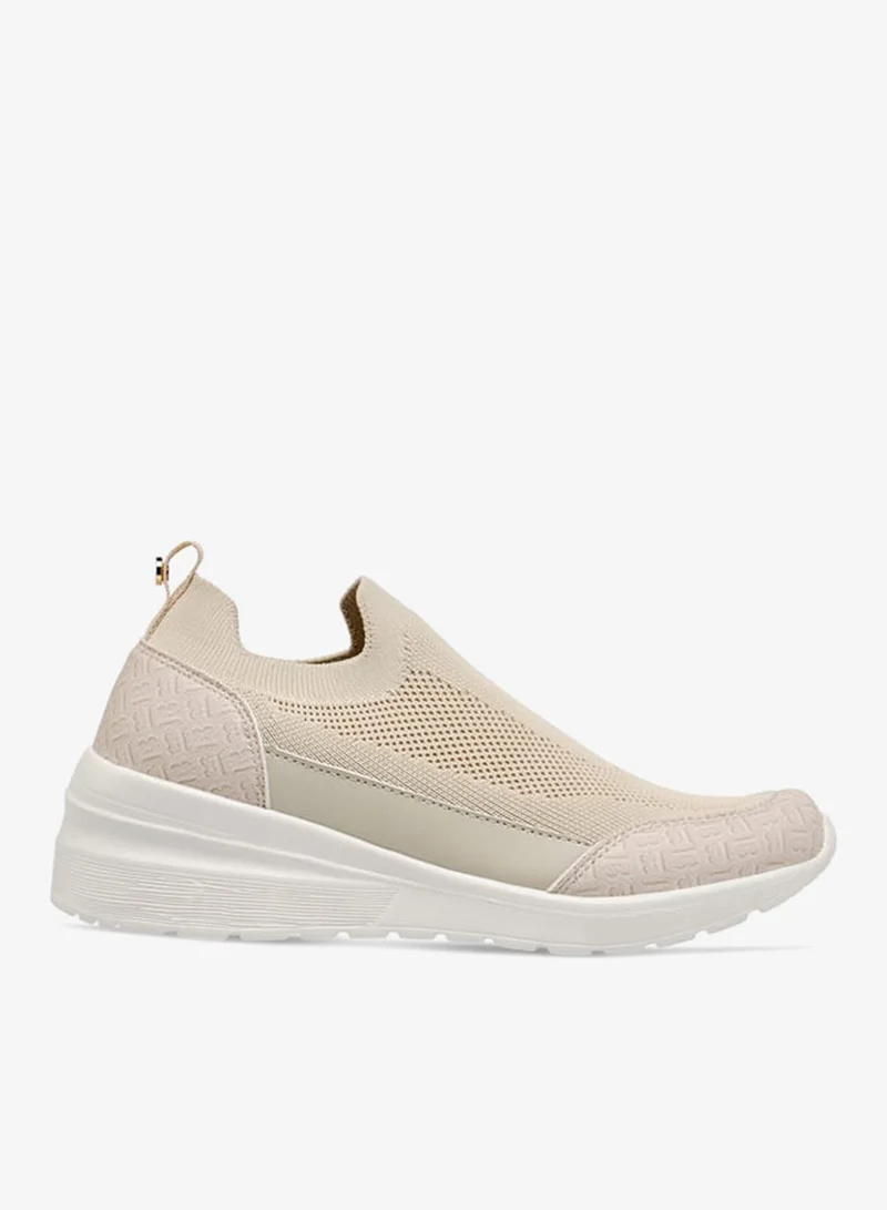 Women's Textured Slip-On Sneakers with Pull Tab Detail