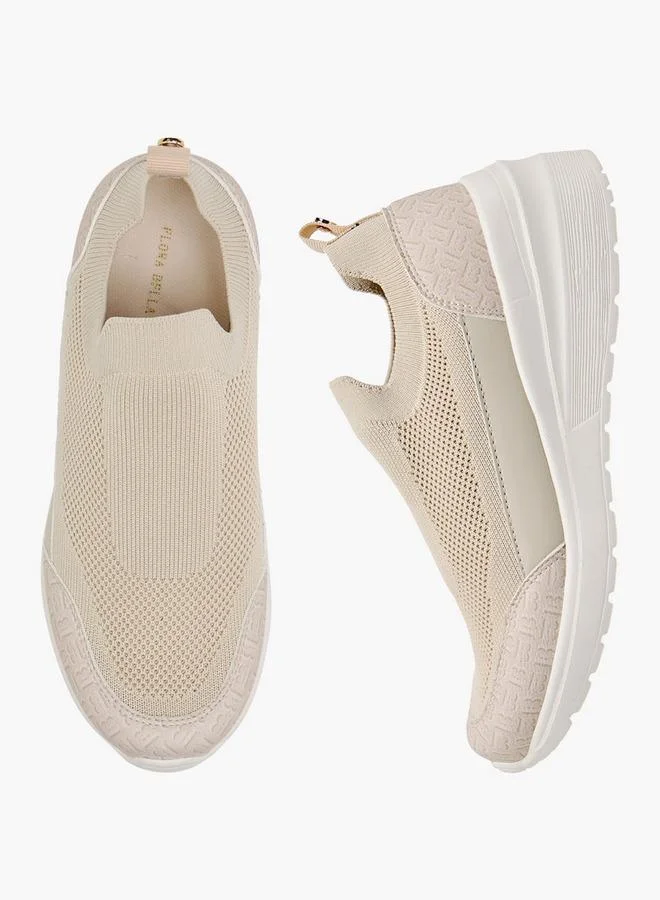 Flora Bella By Shoexpress Women's Textured Slip-On Sneakers with Pull Tab Detail