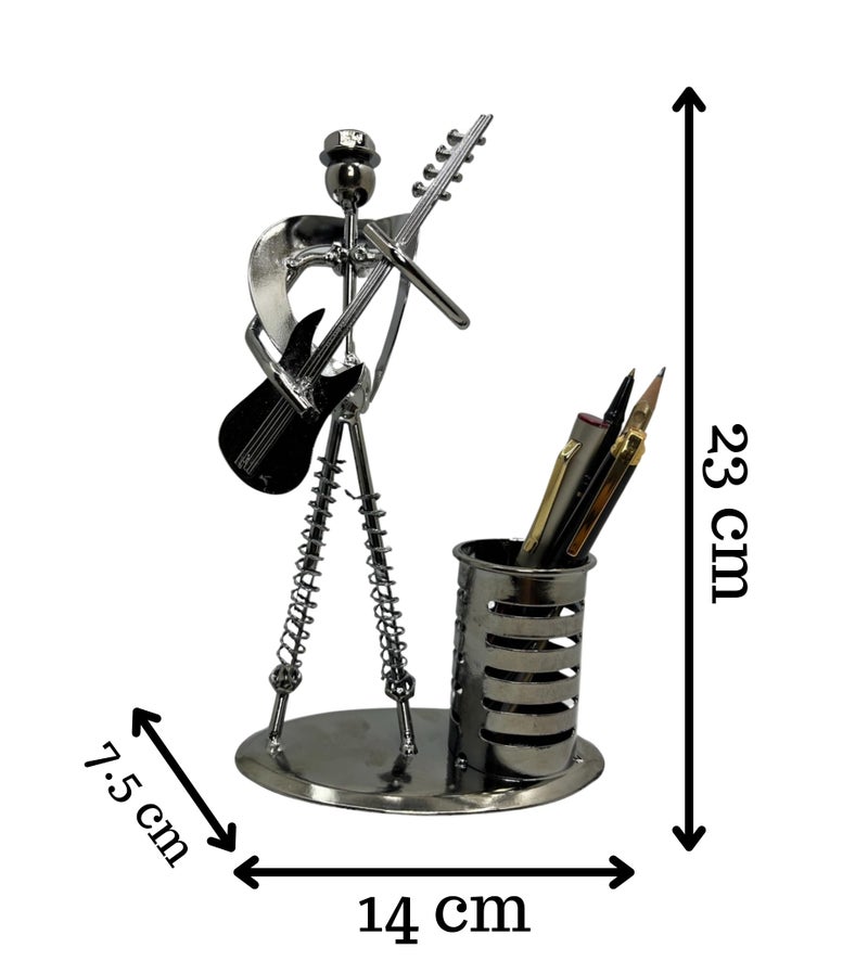 Schmick Antique Metal Pen Stand/Pen Holder for Study Table, Office table, Home - Stylish Desk Organizer Decor Pieces (Guitar) - Image 2