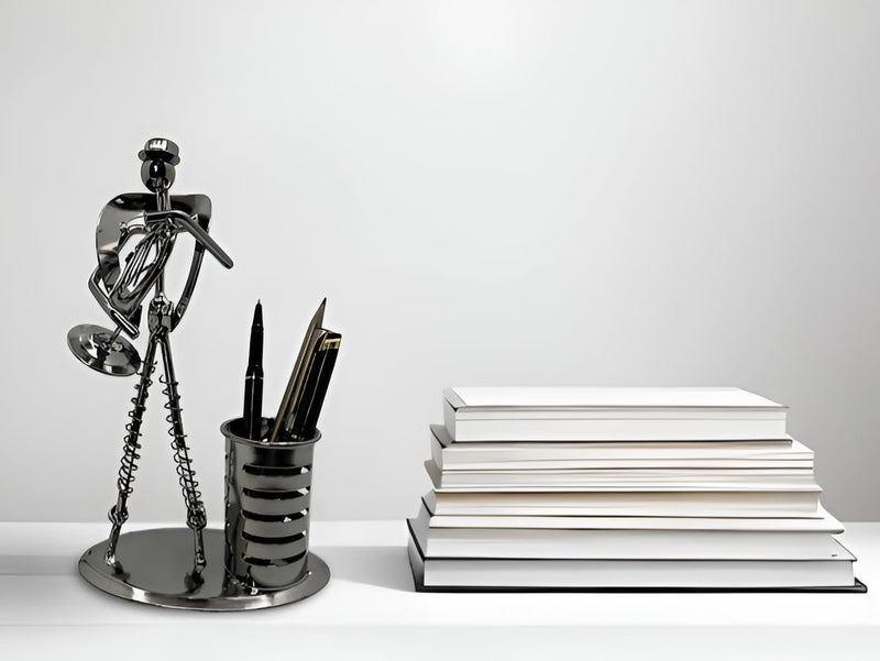 Schmick Antique Metal Pen Stand/Pen Holder for Study Table, Office table, Home - Stylish Desk Organizer Decor Pieces (Guitar) - Image 5