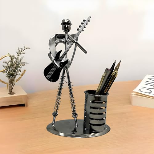 Schmick Antique Metal Pen Stand/Pen Holder for Study Table, Office table, Home - Stylish Desk Organizer Decor Pieces (Guitar) - Image 3
