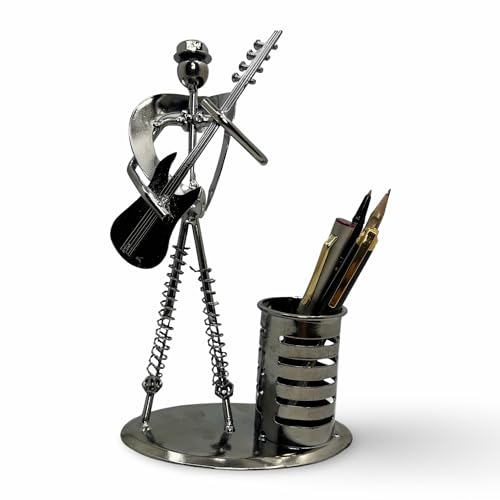 Schmick Antique Metal Pen Stand/Pen Holder for Study Table, Office table, Home - Stylish Desk Organizer Decor Pieces (Guitar) - Image 1