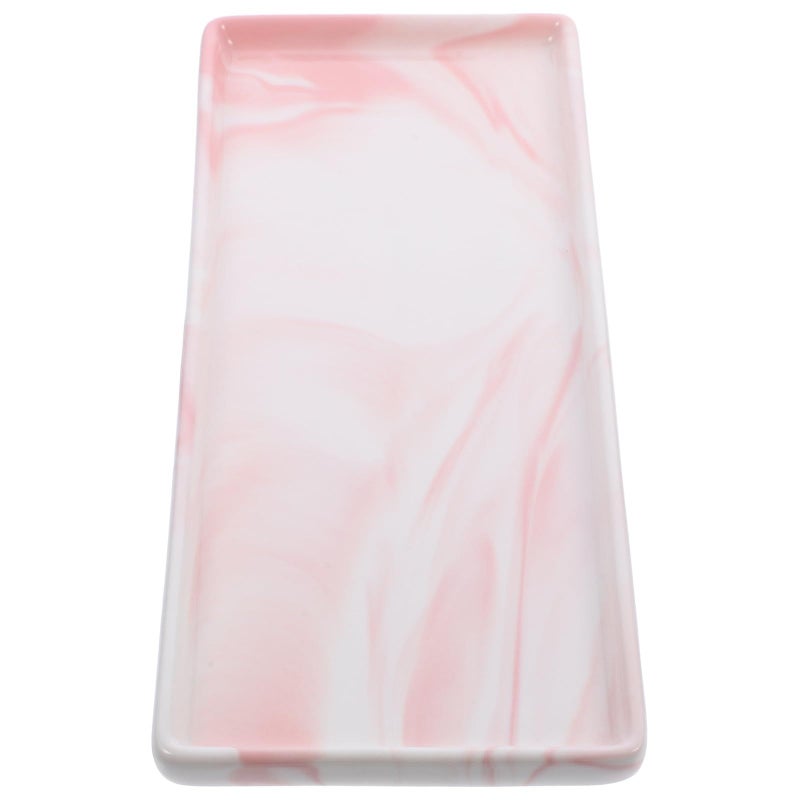 Large Marble Pattern Bathroom Vanity Tray Rose Stone Texture Toiletries Organizer - Image 2