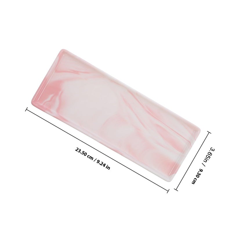 Large Marble Pattern Bathroom Vanity Tray Rose Stone Texture Toiletries Organizer - Image 3