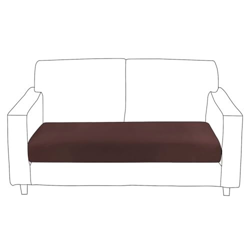 HOKIPO 100% Waterproof Stretchable Elastic 140gsm Sofa Cushion Seat Cover, 2-Piece Seat Cushion Cover, Brown (AR-5352-BRN*2) - Image 2