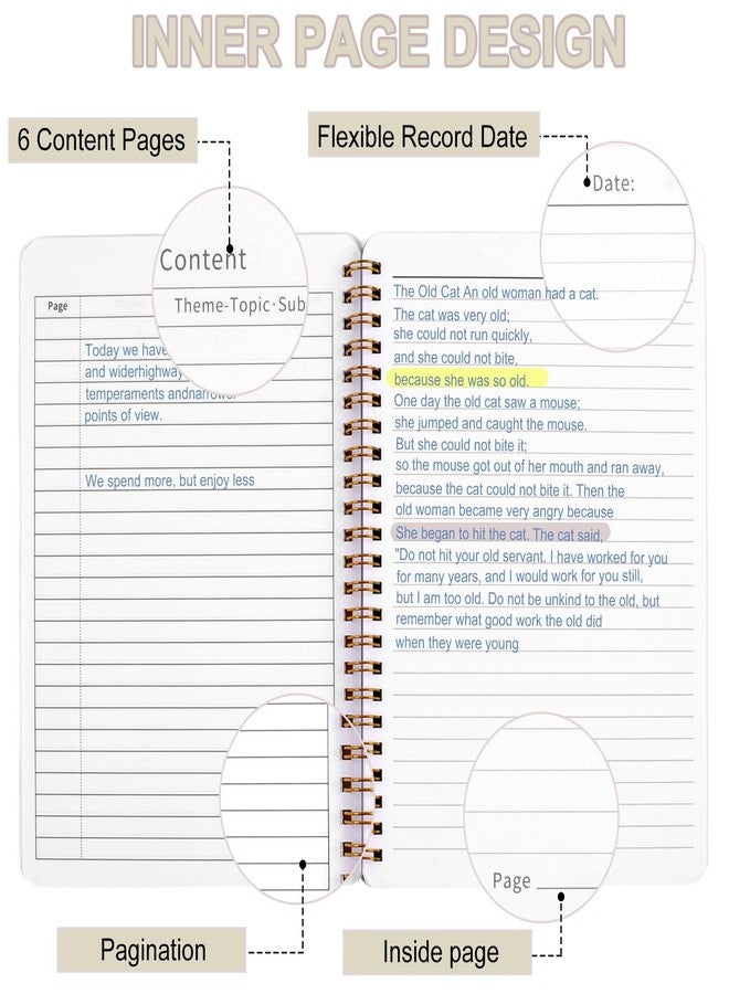 Utron Spiral Notebook For Women & Men, 2PCS Spiral Journal Notebooks, 5.9 x 8.3” College Ruled Notebook For Work Notes, Journal Writing, And Daily Life Entries (Beige) - Image 4