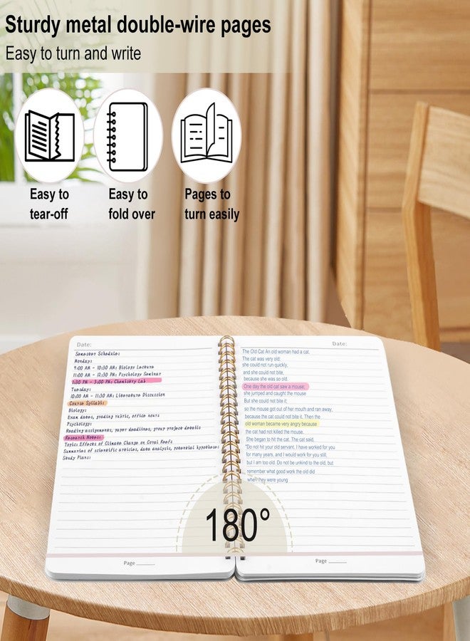 Utron Spiral Notebook For Women & Men, 2PCS Spiral Journal Notebooks, 5.9 x 8.3” College Ruled Notebook For Work Notes, Journal Writing, And Daily Life Entries (Beige) - Image 5