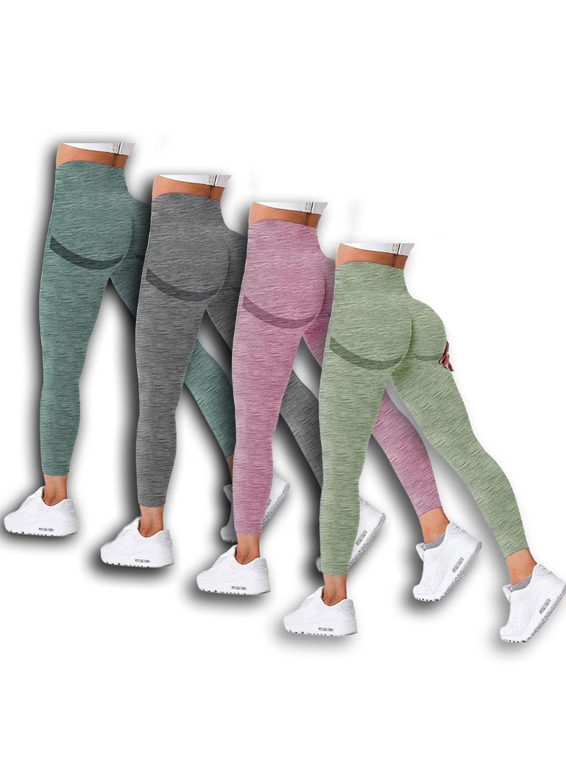 MARGOUN 4 Pack Of Women Seamless Legging Tummy Control High Waist Workout Gym Yoga Pants Xlarge Multicolour - Image 2