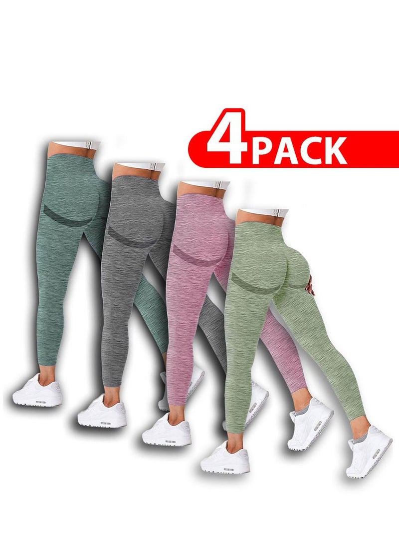 MARGOUN 4 Pack Of Women Seamless Legging Tummy Control High Waist Workout Gym Yoga Pants Xlarge Multicolour - Image 1