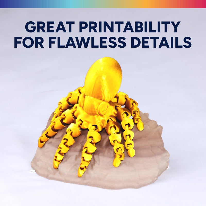 OVERTURE خيوط PLA الحريرية OVERTURE بقطر 1.75 مم، خالية من الانسداد، لامعة، لفافة 1 كجم (2.2 رطل)، دقة أبعاد +/- 0.02 مم، تناسب معظم طابعات FDM (حرير ذهبي) - Image 3