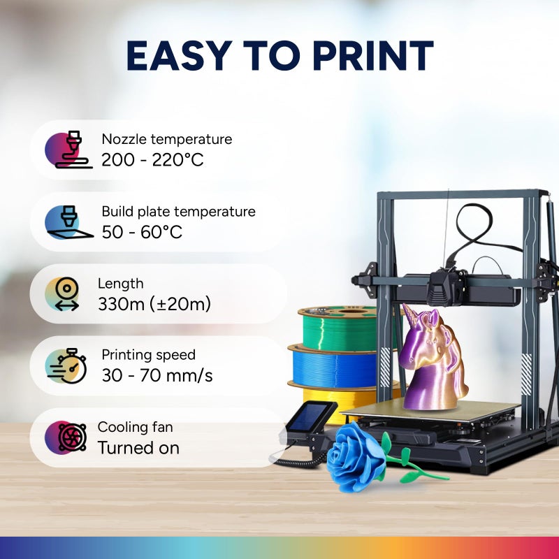 OVERTURE خيوط PLA الحريرية OVERTURE بقطر 1.75 مم، خالية من الانسداد، لامعة، لفافة 1 كجم (2.2 رطل)، دقة أبعاد +/- 0.02 مم، تناسب معظم طابعات FDM (حرير ذهبي) - Image 4