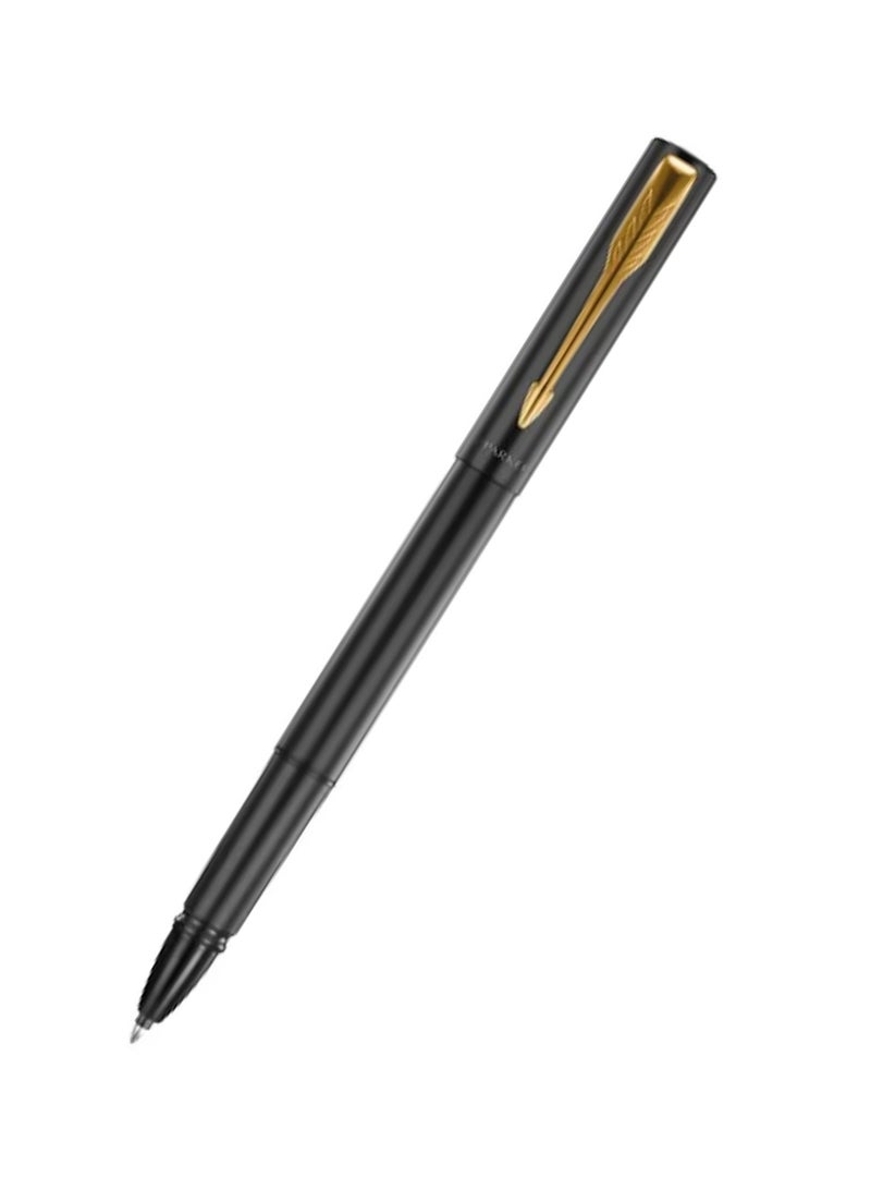 PARKER Vector XL Rollerball Pen Fine Tip Black Ink Black Barrel With Gold Trim - Image 1