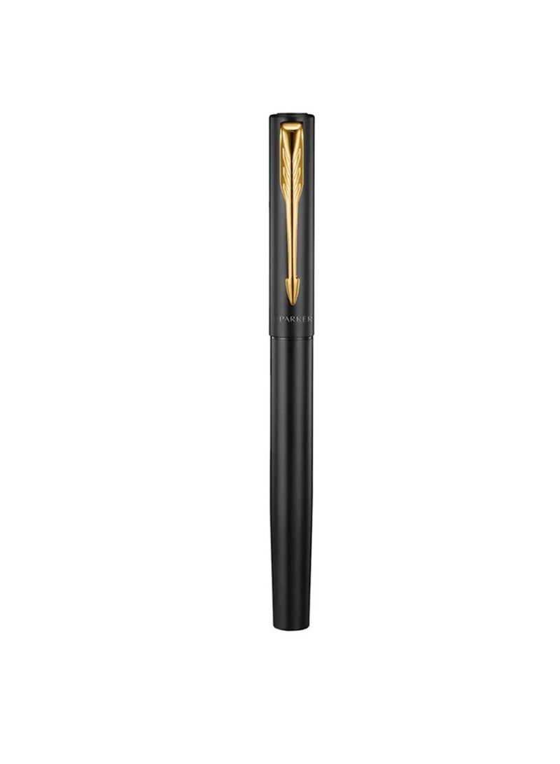 PARKER Vector XL Rollerball Pen Fine Tip Black Ink Black Barrel With Gold Trim - Image 3