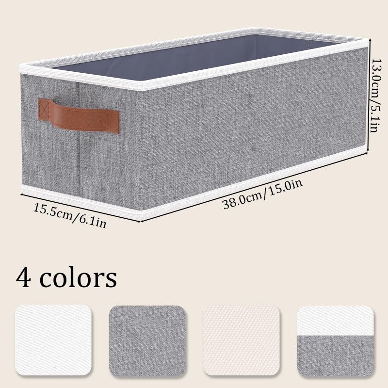 OUTBROS Storage Baskets, Foldable Bins for Shelves, Fabric Boxes With Handles, Wardrobe Organiser, For Bedrooms, Living Rooms, Grey, 15 x 6.1 x 5.1 inch, 3-Pack - Image 4
