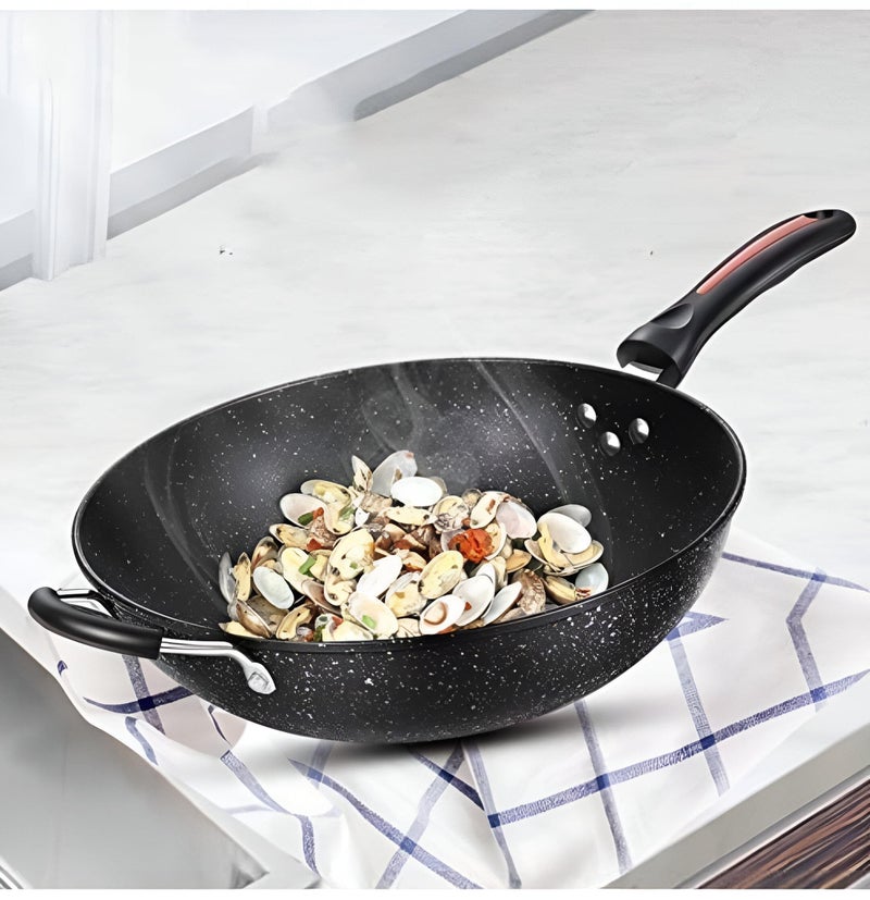 Cooking Pan - Jumbo wok crafted for deep fries, stir-fried shawarma, grilled sausages, versatile recipes, durable design ensures reliability for family kitchens and essential daily cooking - Image 5