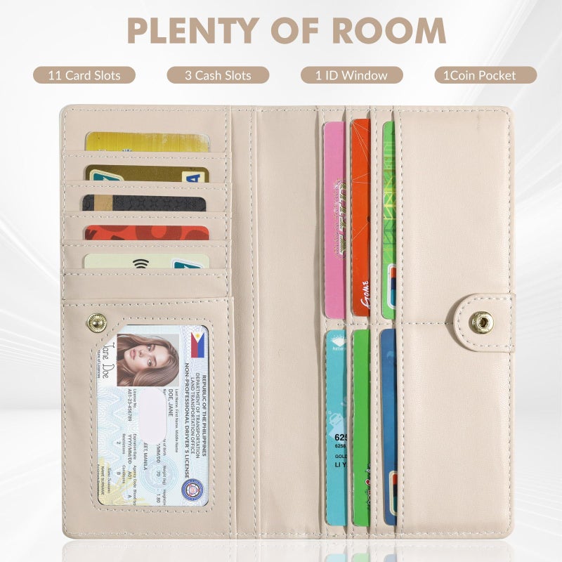 Anikathy Womens Wallet, Rfid Wallets for Women,Slim Thin Credit Card Holder Organizer Purse,PU Leather Cute Long Bifold Clutch Cash Wallet with Zipper Coin Pocket,Ladies Gift,White Floral Print X - Image 2