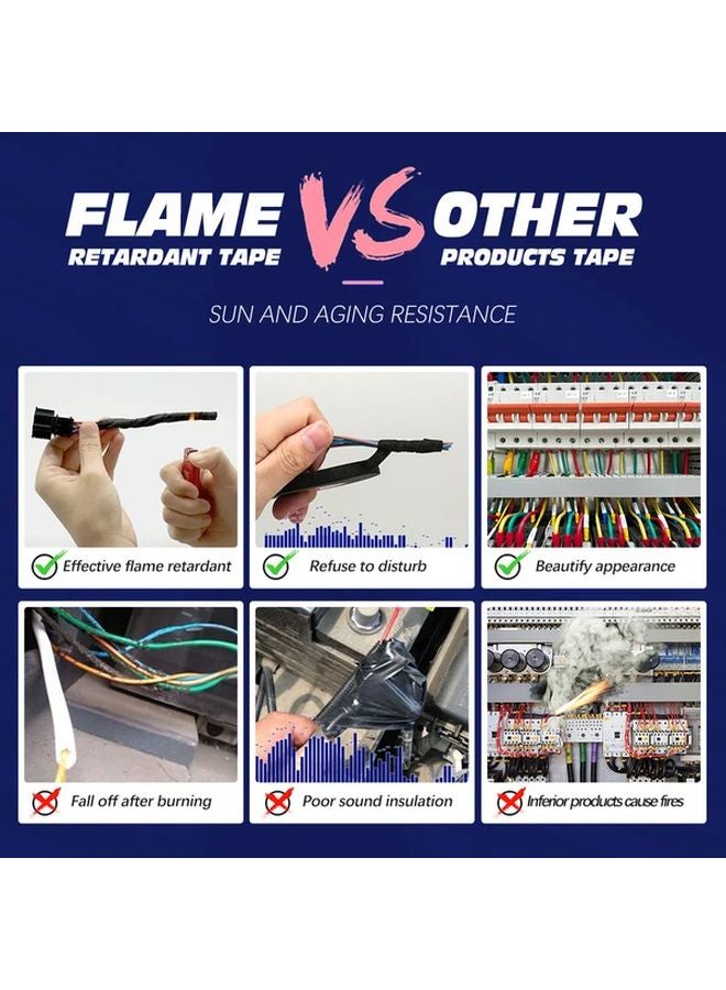 25mm x 590.55 Inch Black Heat Resistant Adhesive Cloth Fabric Tape for Automotive Cable Harness Wiring Loom Electrical - Image 4