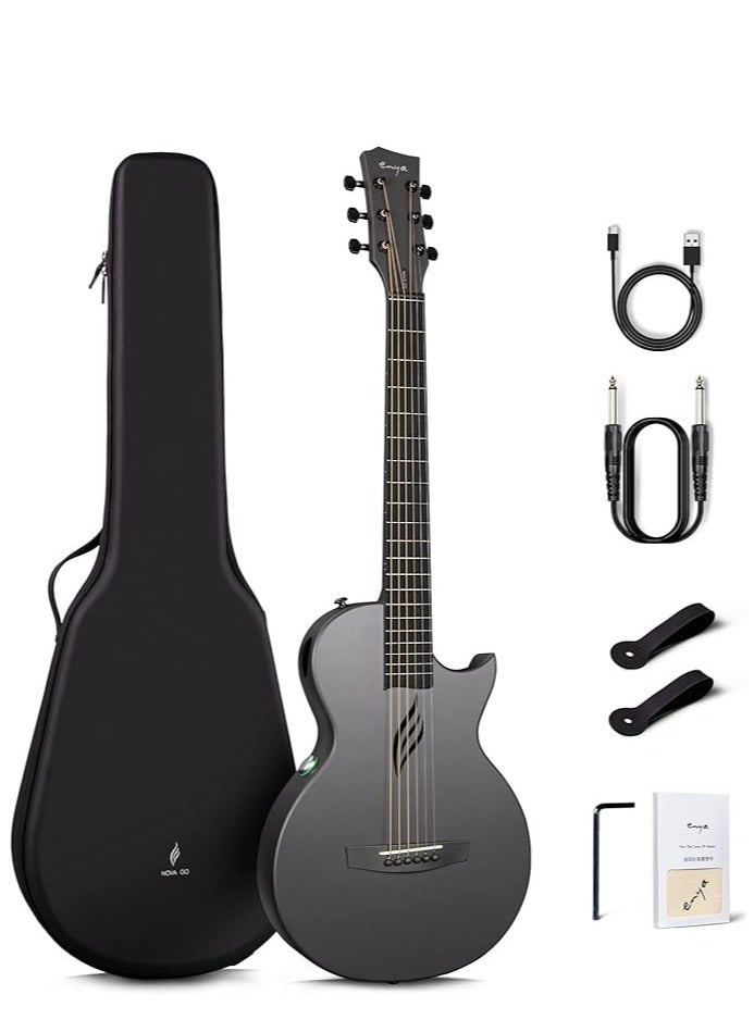 enya Enya NOVA GO SP1 35-Inch Carbon Fiber Acoustic-Electric Guitar with AcousticPlus System, Gig Bag, Accessories - Black  - Image 1
