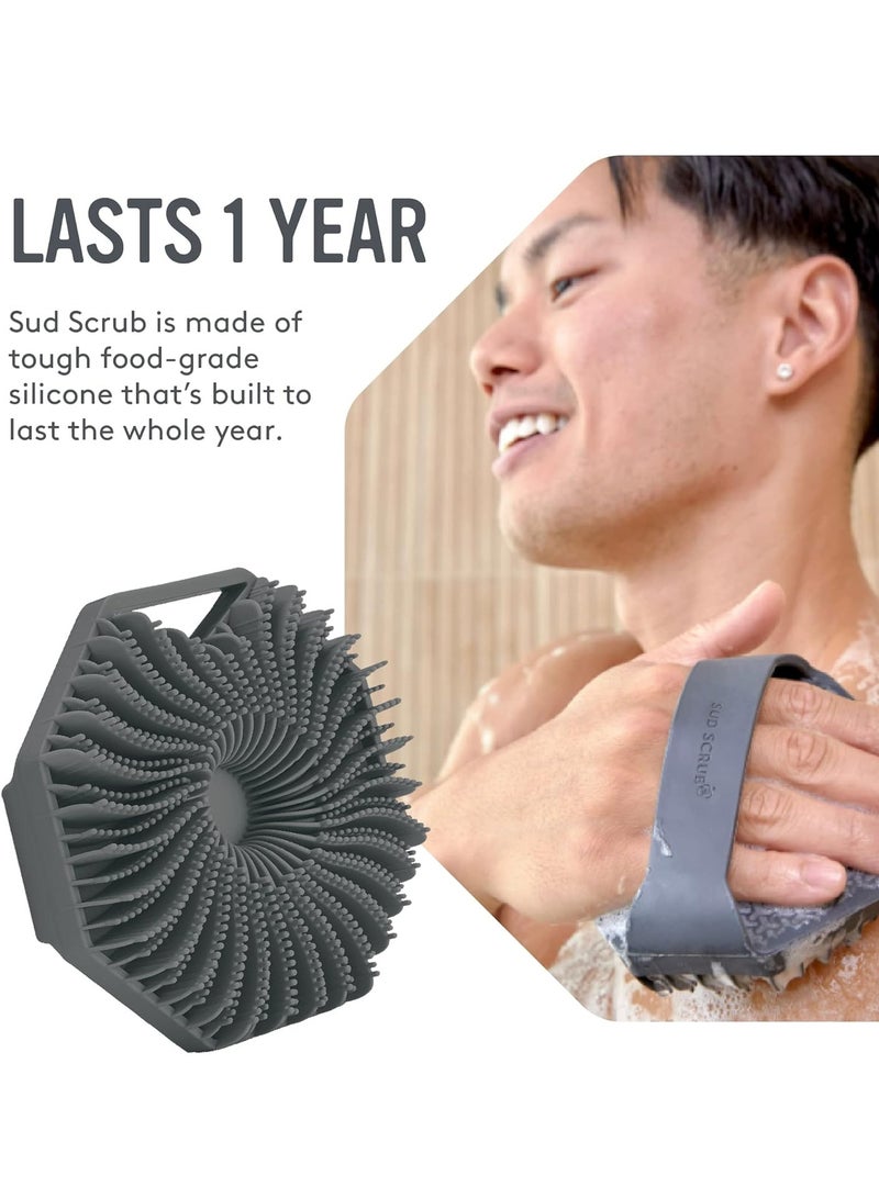 Bukela Silicone Body Scrubber for Sensitive Skin, Eco-Friendly, Lathers Well, and Charcoal-Infused for a Deep Clean,Get Softer, Healthier Skin (Gray) - Image 2