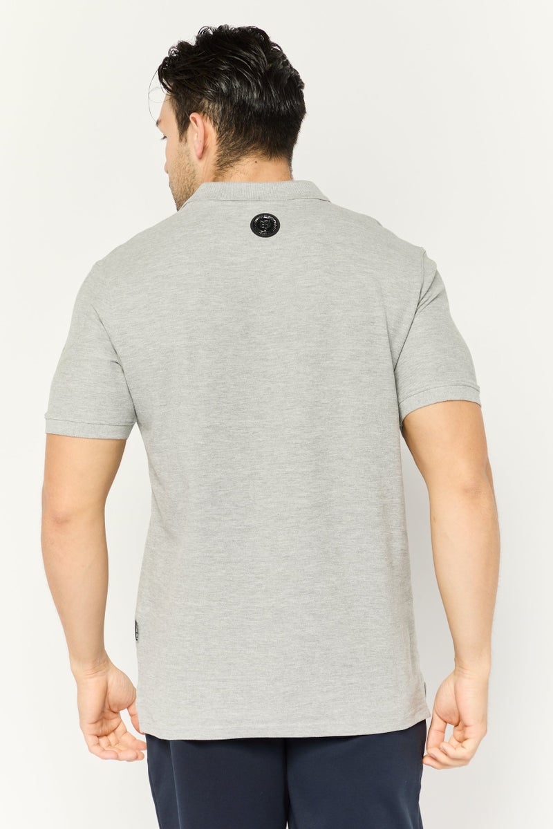 PHILIPP PLEIN Plein Sport Men Sportswear Fit Brand Logo Short Sleeves Outdoor Polo Shirt, Grey - Image 4