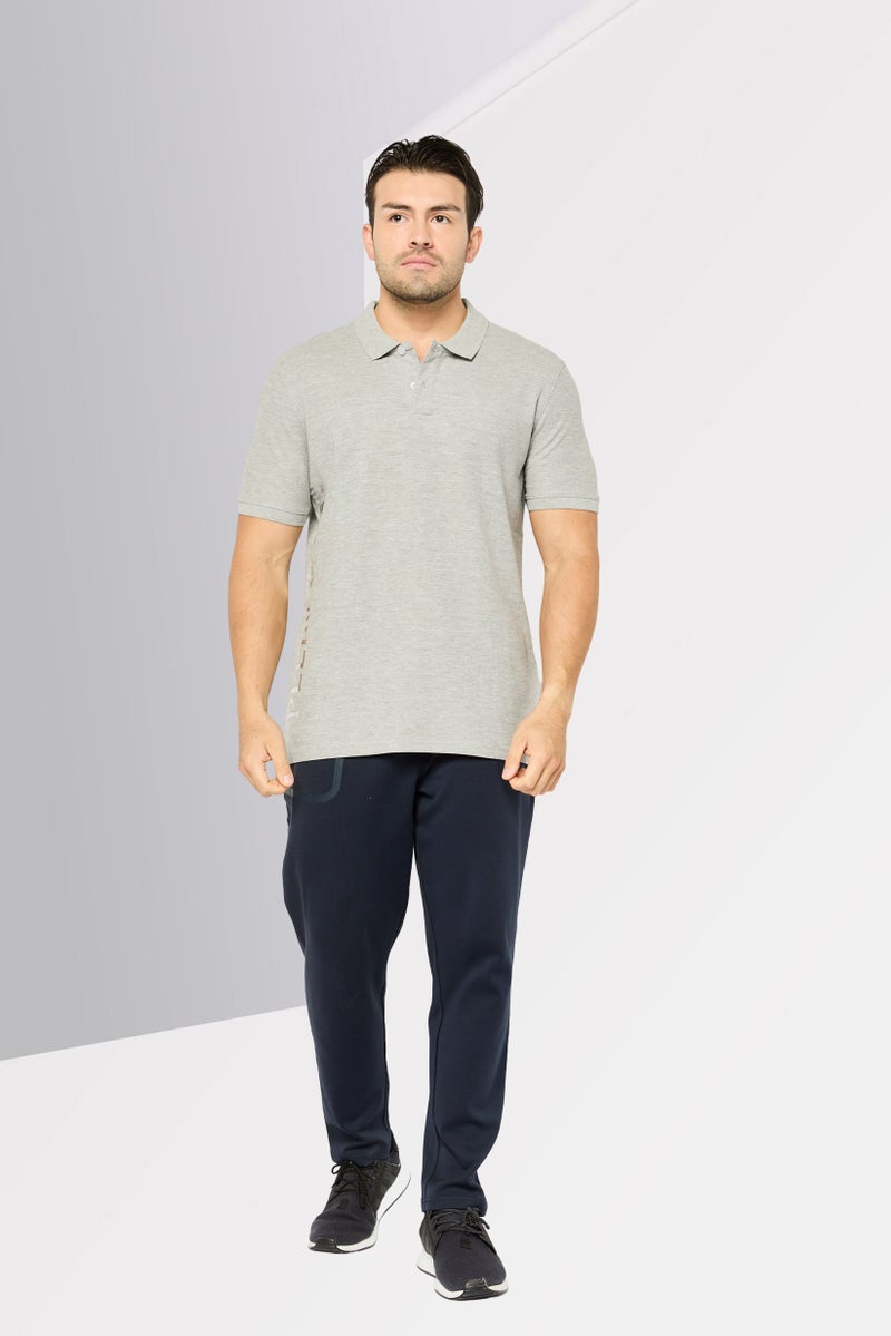 PHILIPP PLEIN Plein Sport Men Sportswear Fit Brand Logo Short Sleeves Outdoor Polo Shirt, Grey - Image 2