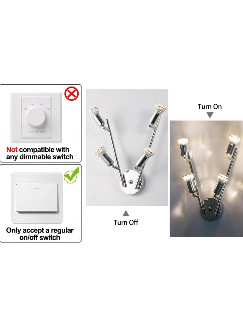 الجا الحاجة LED Track Lighting Kit, Directional Ceiling Spotlight, 4-Light Modern Track Light Fixtures with Chrome Flexibly Rotatable Light Heads for Kitchen Bedroom Living Room, Included 4 x GU10 Bulb - Image 4