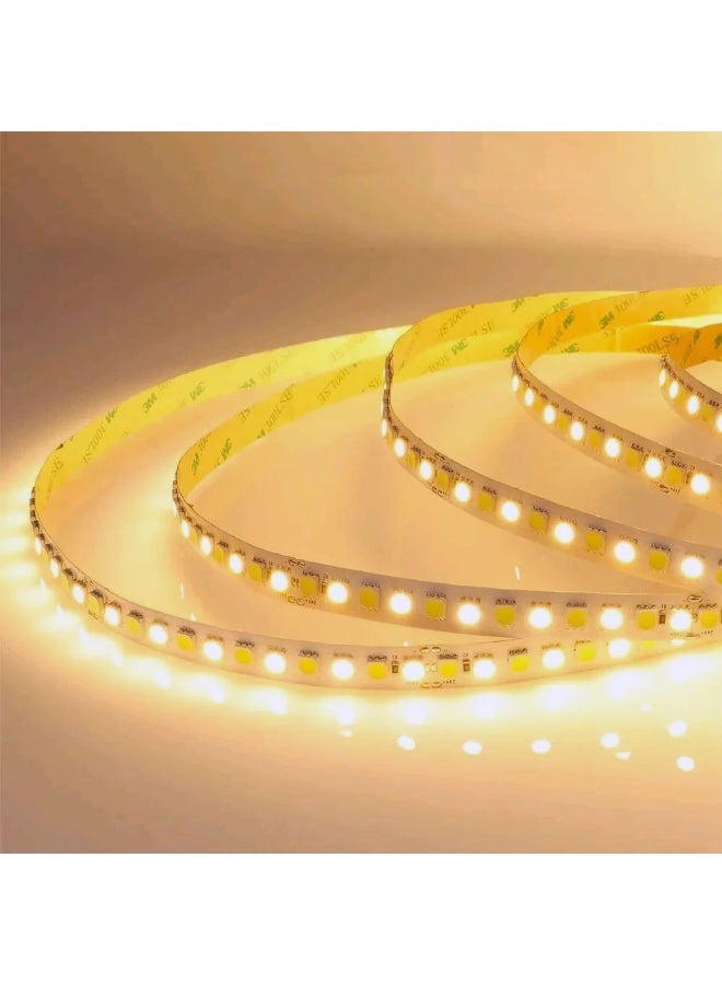مجموعة مصابيح LED بيضاء دافئة بطول 5 أمتار - شريط صلب مرن 120 مصباح LED/م، سهل اللصق، قابل للتعتيم، جهد منخفض 12 فولت، USB/AC اختياري - مثالي لغرفة النوم والدرج وخزانة الملابس والإضاءة أسفل الخزانة - Image 3
