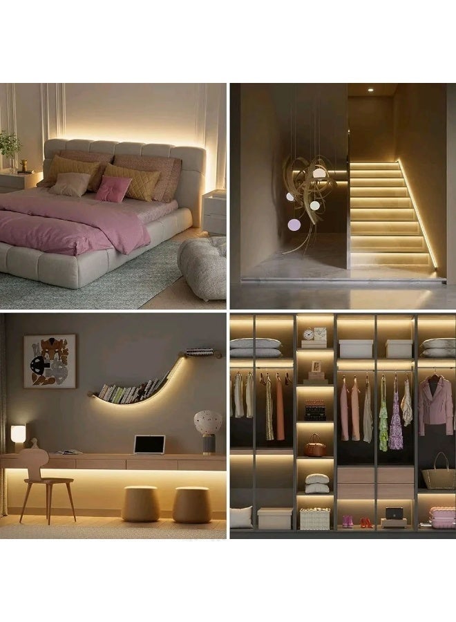 مجموعة مصابيح LED بيضاء دافئة بطول 5 أمتار - شريط صلب مرن 120 مصباح LED/م، سهل اللصق، قابل للتعتيم، جهد منخفض 12 فولت، USB/AC اختياري - مثالي لغرفة النوم والدرج وخزانة الملابس والإضاءة أسفل الخزانة - Image 1
