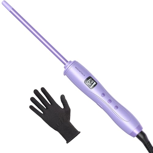 Wavytalk 3/8 Inch Small Curling Iron, Curling Wand for Short & Long Hair, Ceramic Small Barrel Curling Iron with Adjustable Temperature, Include Heat Resistant Glove (Purple) - Image 1