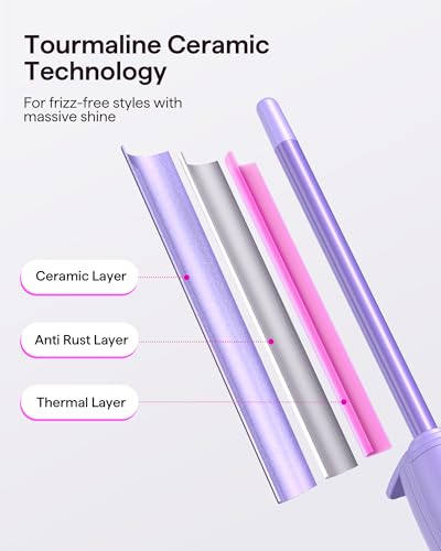 Wavytalk 3/8 Inch Small Curling Iron, Curling Wand for Short & Long Hair, Ceramic Small Barrel Curling Iron with Adjustable Temperature, Include Heat Resistant Glove (Purple) - Image 4