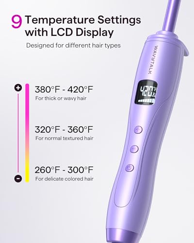 Wavytalk 3/8 Inch Small Curling Iron, Curling Wand for Short & Long Hair, Ceramic Small Barrel Curling Iron with Adjustable Temperature, Include Heat Resistant Glove (Purple) - Image 3