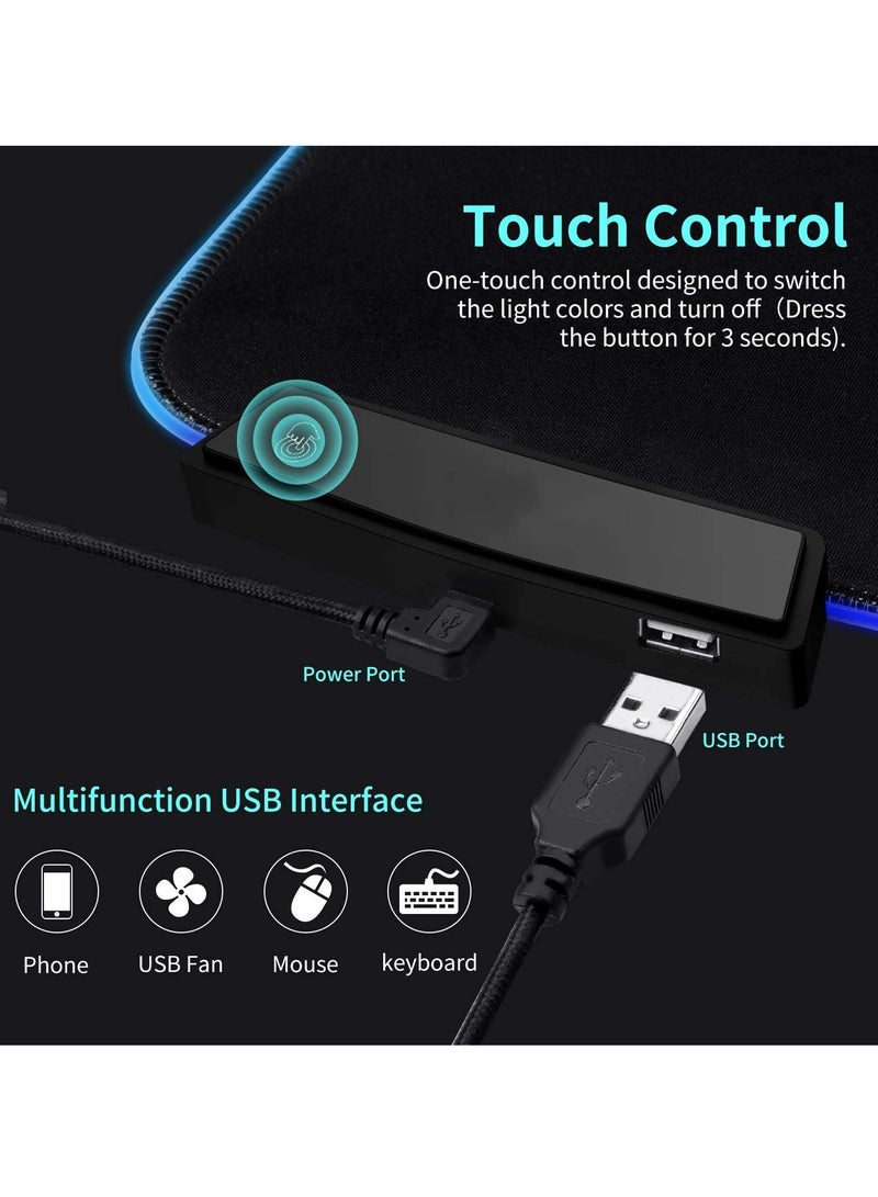 Excefore RGB Gaming Mouse Pad, Extended Large Led Mousepads Non Slip Rubber Base with 14 Lighting Modes Computer Keyboard Mat, Soft and Waterproof Surface, Enhance Your Computer Gaming Experience  - Image 3