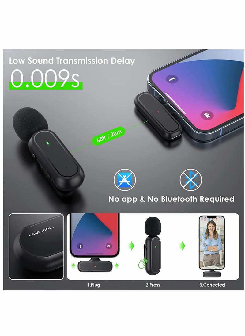 Captaintech Wireless Lavalier Microphone for iPhone/iPad with Charging Case, Plug & Play Clip-on Mic for Vlogging, YouTube, Interviews, 3 Denoise Modes, 65ft Range - Perfect for Creators  - Image 4