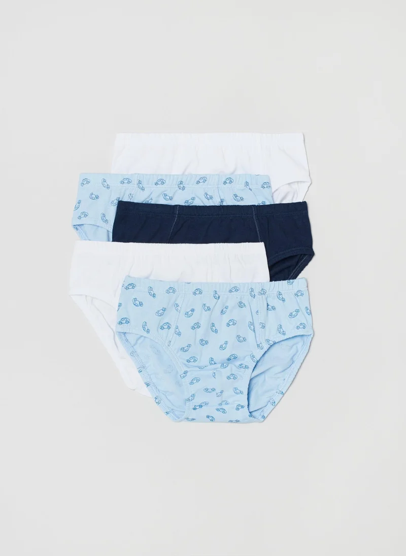 Ovs Five-pack briefs with little car print