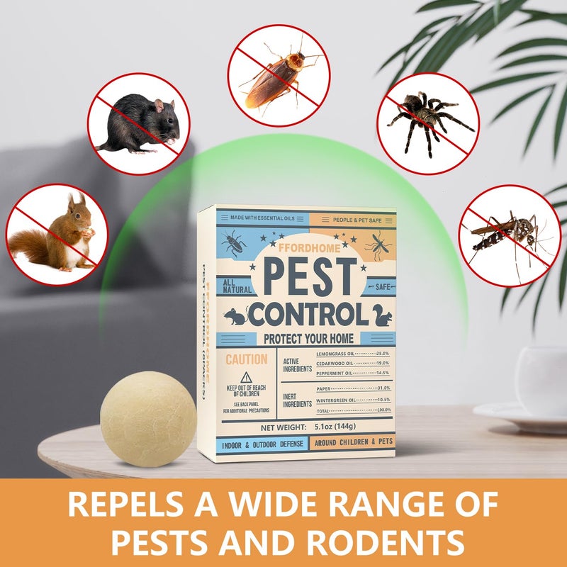 Pest Control Balls - Peppermint Pest Repellent for Mouse, Mice, Rats, Ants, Roaches, Moths u0026 More - Strong Repel Indoor u0026 Outdoor Mouse u0026 Mosquito Deterrent - 8 Balls - Image 2