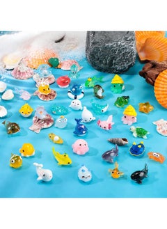 72 Pcs Ocean Mini Figurines Resin Axolotl Miniature Animals Figurine Tiny Resin Trinkets Marine Aquarium Ornaments Dollhouse Decorations For Diy Fish Tank Potted Garden Accessory (Cute)