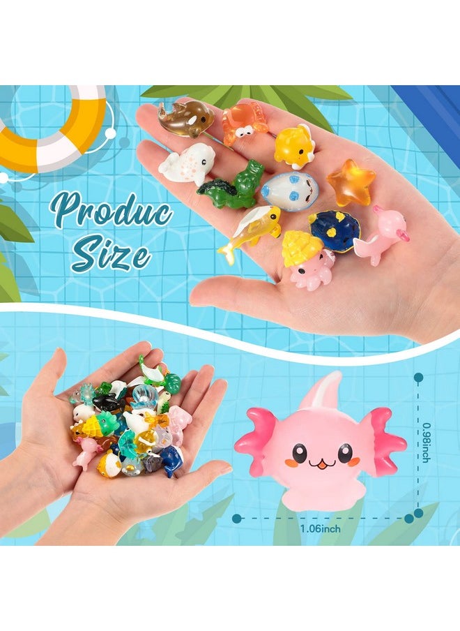Qunclay - 72 Pcs Ocean Mini Figurines Resin Axolotl Miniature Animals Figurine Tiny Resin Trinkets Marine Aquarium Ornaments Dollhouse Decorations For Diy Fish Tank Potted Garden Accessory (Cute) - Image 1