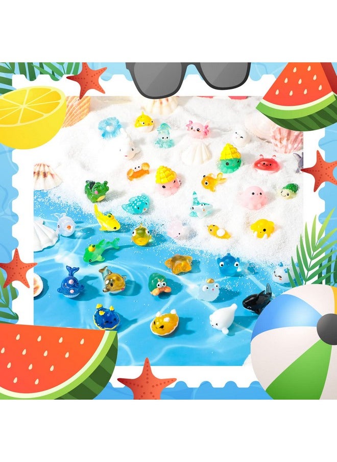 Qunclay - 72 Pcs Ocean Mini Figurines Resin Axolotl Miniature Animals Figurine Tiny Resin Trinkets Marine Aquarium Ornaments Dollhouse Decorations For Diy Fish Tank Potted Garden Accessory (Cute) - Image 1