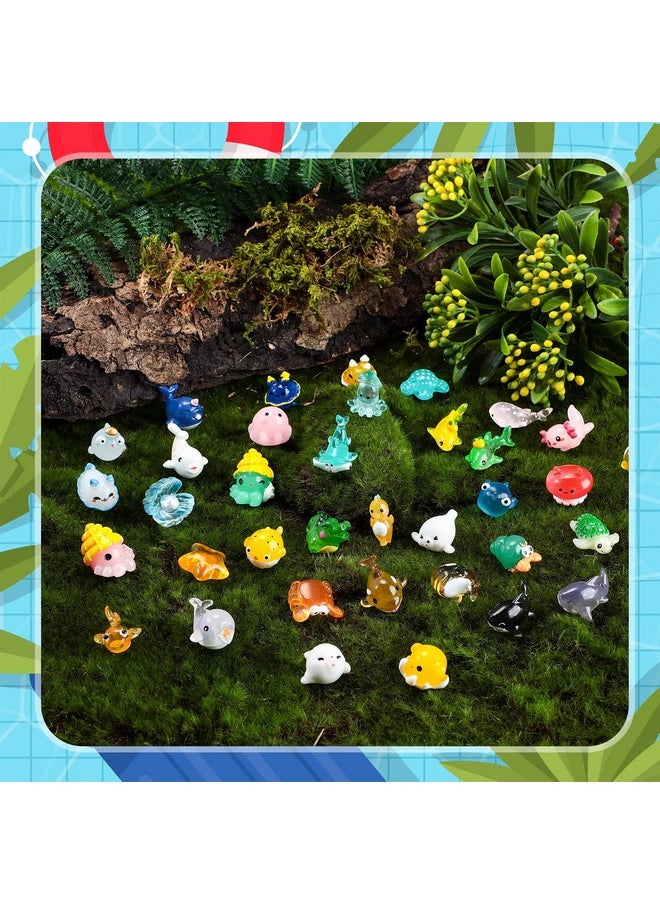 Qunclay - 72 Pcs Ocean Mini Figurines Resin Axolotl Miniature Animals Figurine Tiny Resin Trinkets Marine Aquarium Ornaments Dollhouse Decorations For Diy Fish Tank Potted Garden Accessory (Cute) - Image 1